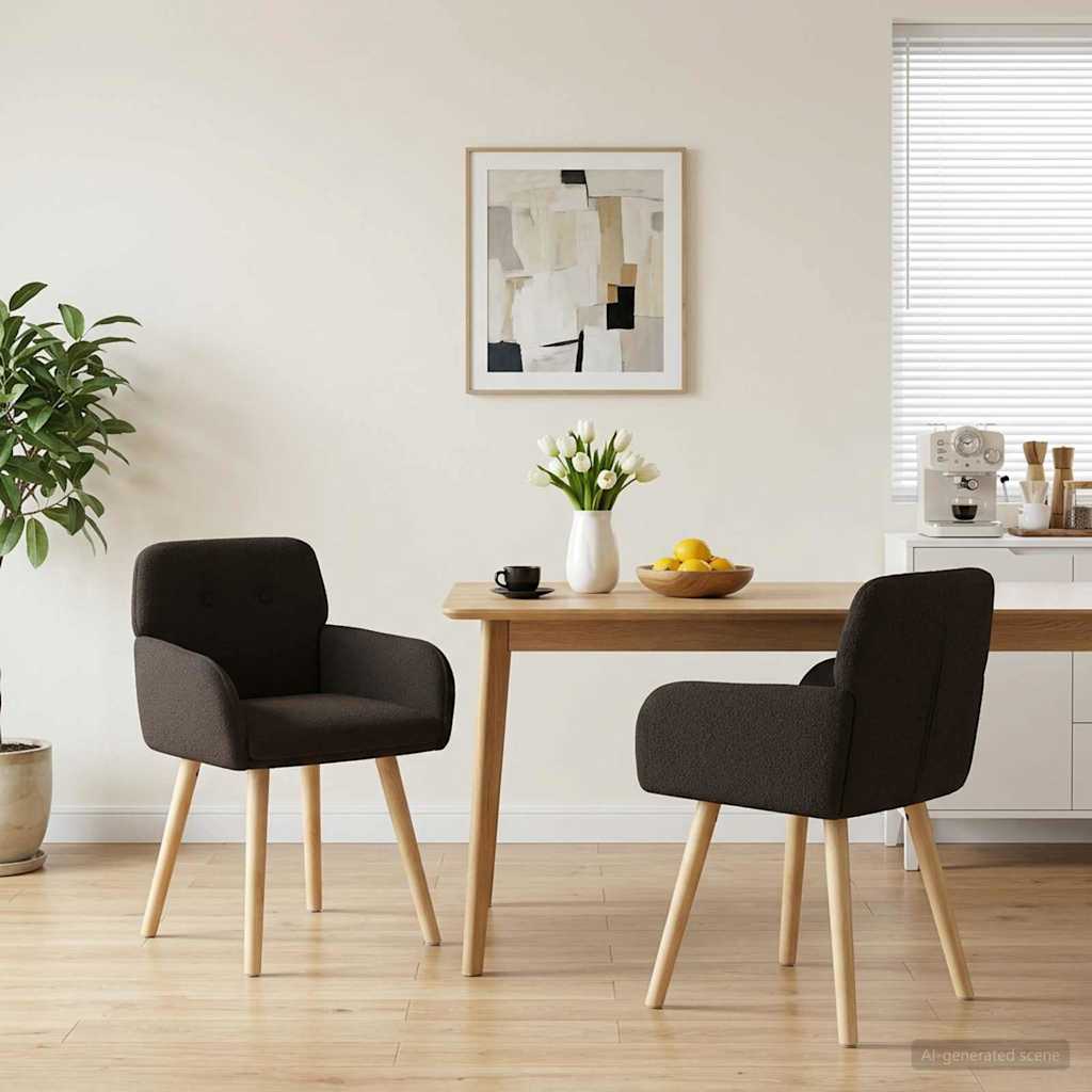vidaXL Sillas de comedor 2 uds. Bouclé Negro 59 x 57 x 85 cm