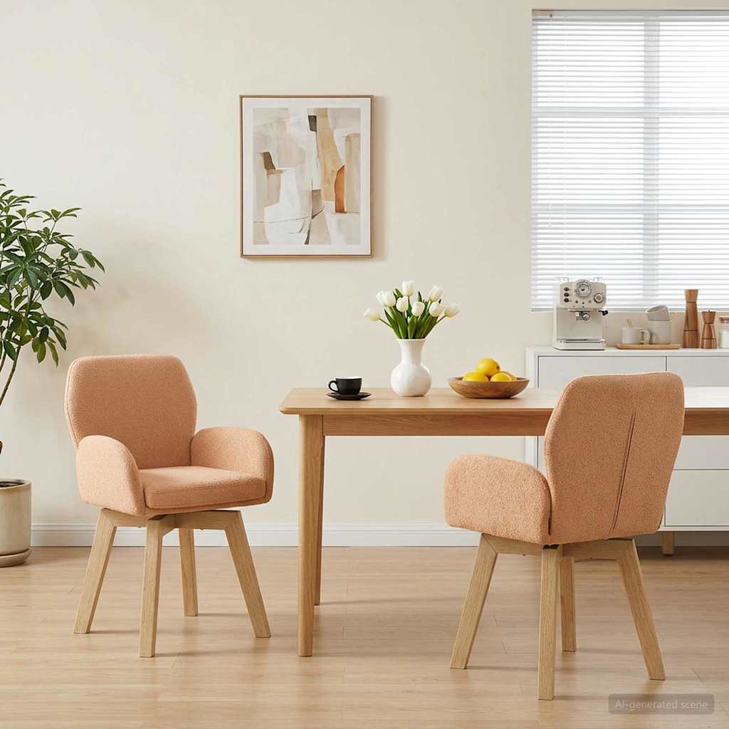 vidaXL Sillas de comedor giratorias 2 uds. Bouclé Beige