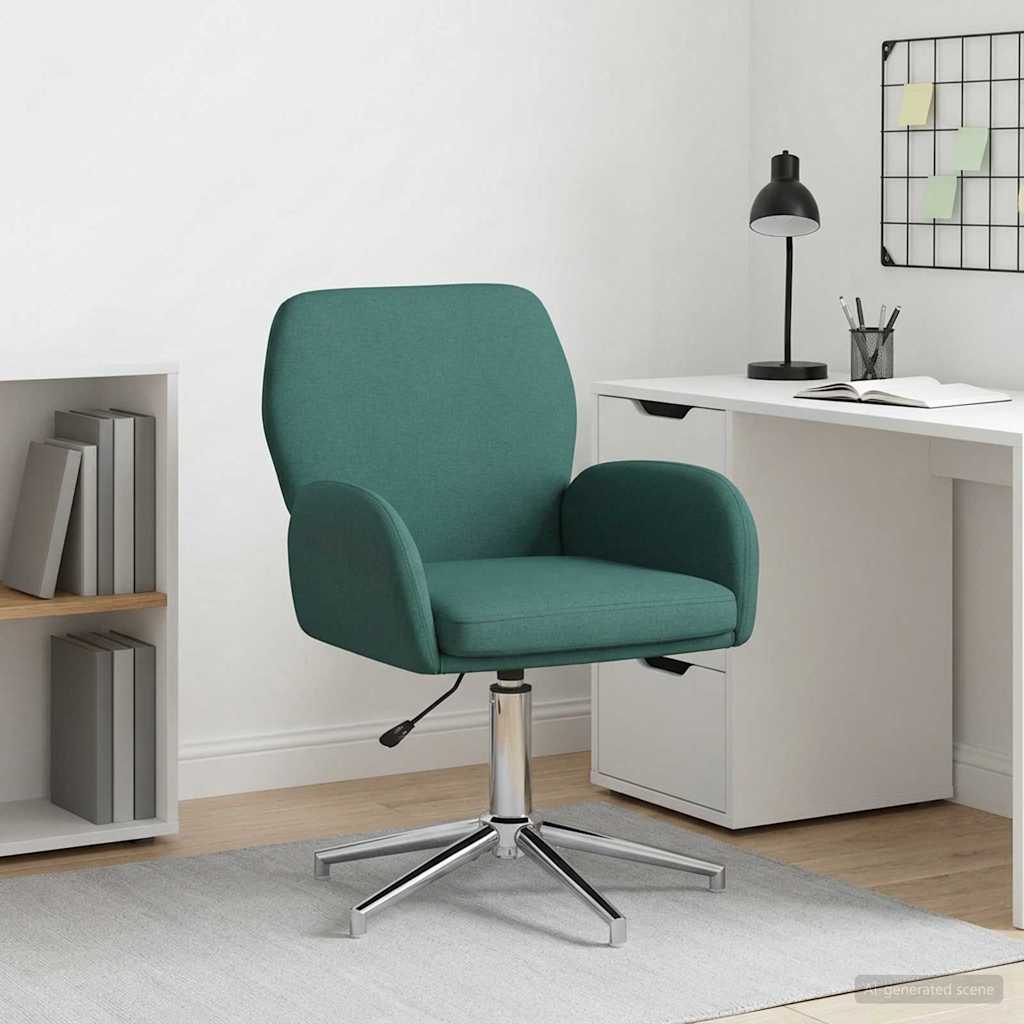 vidaXL Silla de escritorio giratoria 54 x 58 x 90 cm Verde oscuro Tela