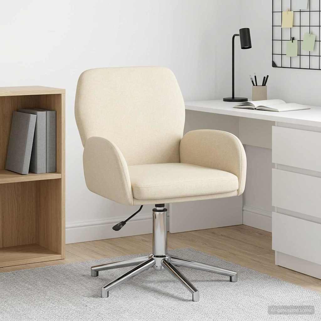 vidaXL Silla de escritorio giratoria 54 x 58 x 90 cm Crema Tela