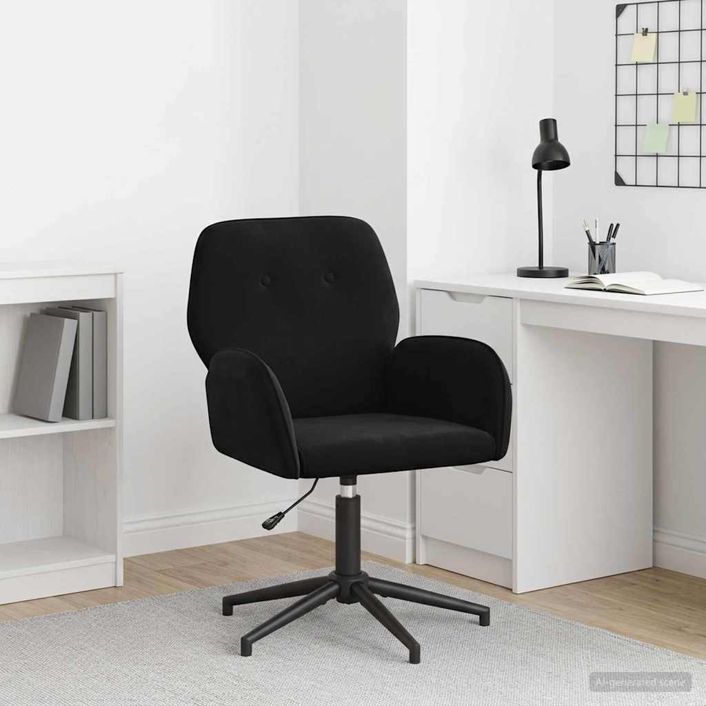 vidaXL Silla de escritorio giratoria 54 x 55 x 90 cm Negro Terciopelo