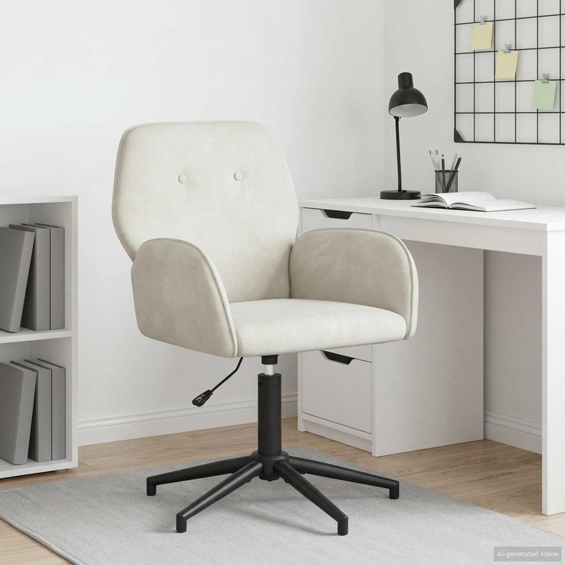 vidaXL Silla de escritorio giratoria 54 x 55 x 90 cm Crema Terciopelo
