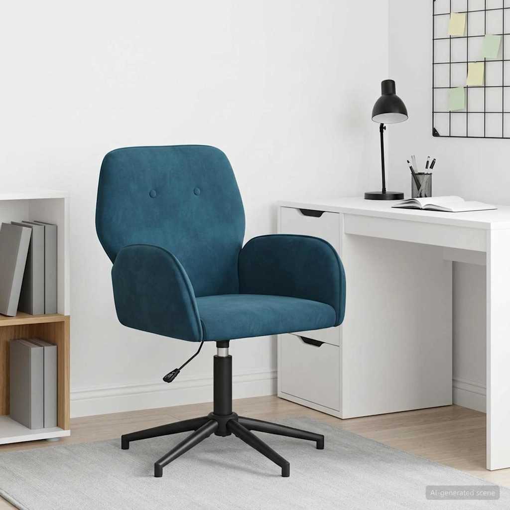 vidaXL Silla de escritorio giratoria 54 x 55 x 90 cm Azul Terciopelo