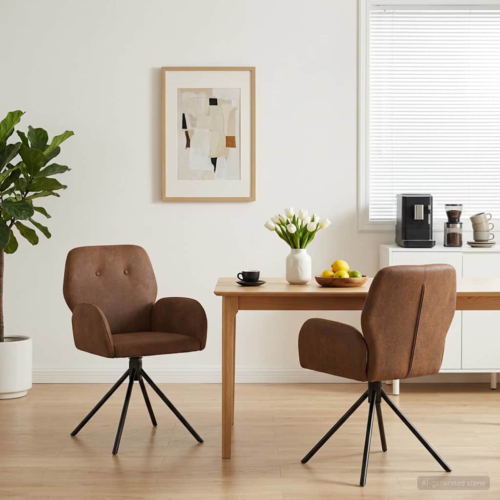 vidaXL Sillas de comedor giratorias 2 uds. Cuero de Suede Sintético