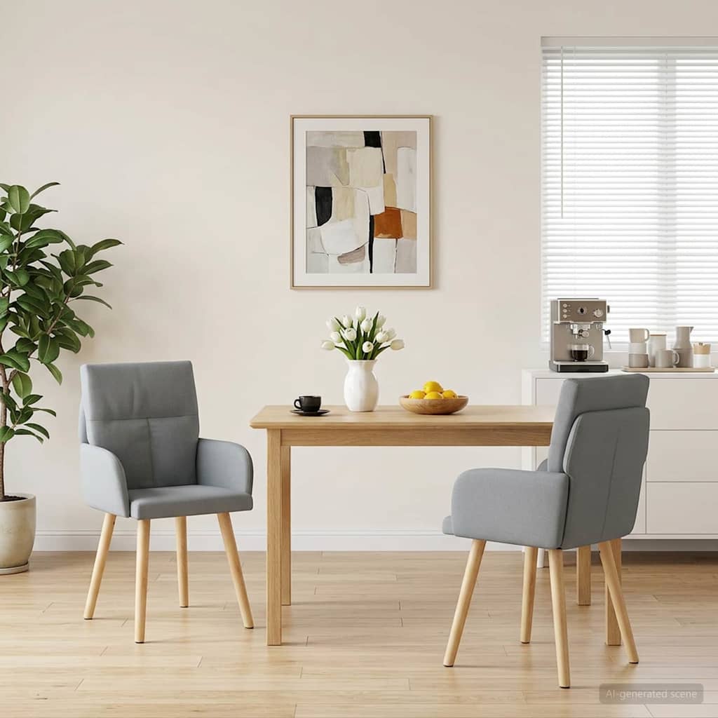 vidaXL Sillas de comedor 2 uds. Tela Gris Claro 60 x 56 x 85 cm