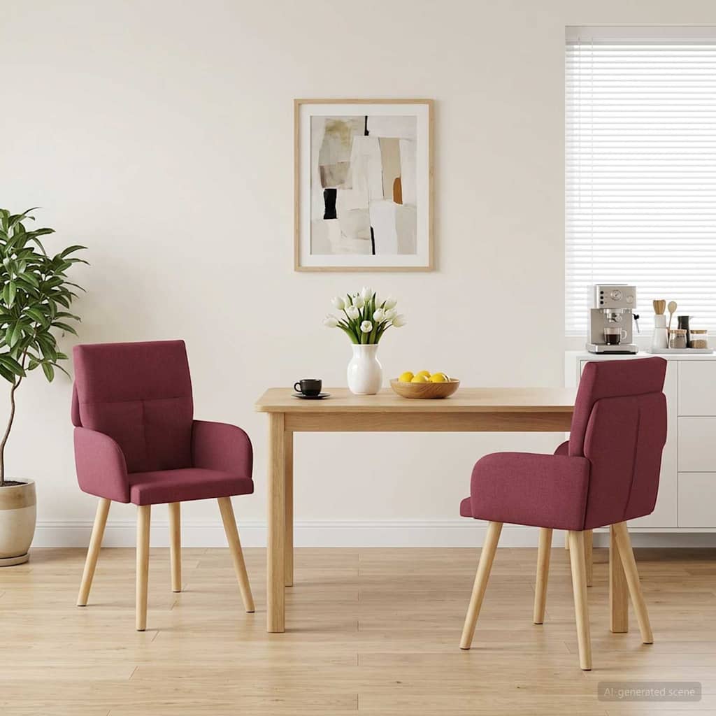 vidaXL Sillas de comedor 2 uds. Tela Rojo vino 60 x 56 x 85 cm