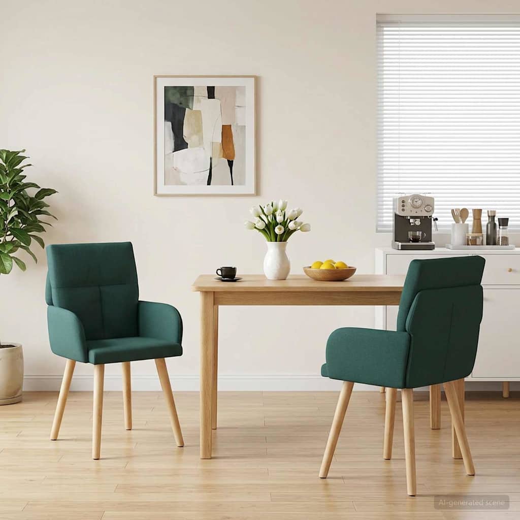 vidaXL Sillas de comedor 2 uds. Tela Verde oscuro 60 x 56 x 85 cm