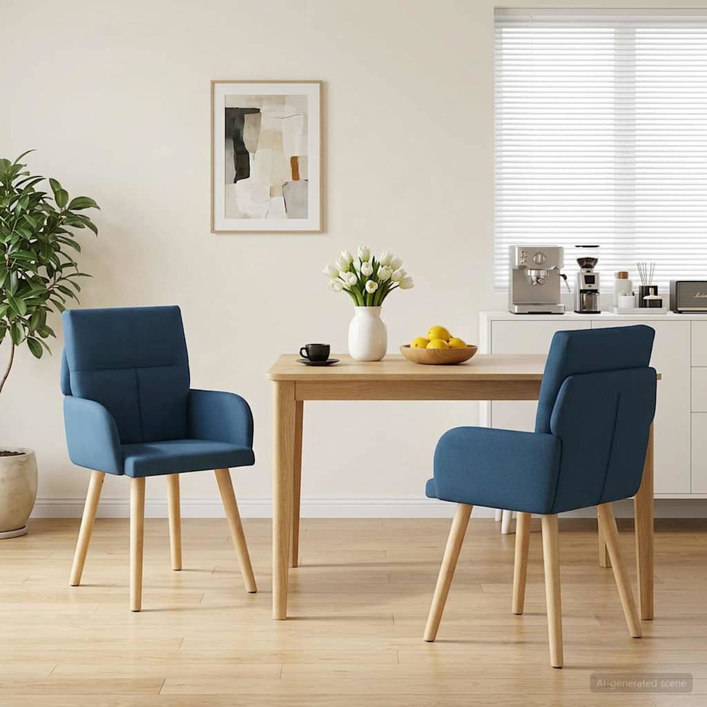 vidaXL Sillas de comedor 2 uds. Tela Azul 60 x 56 x 85 cm
