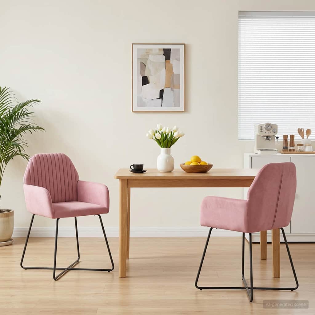 vidaXL Sillas de comedor 2 uds. Terciopelo Rosa 55 x 50 x 84 cm