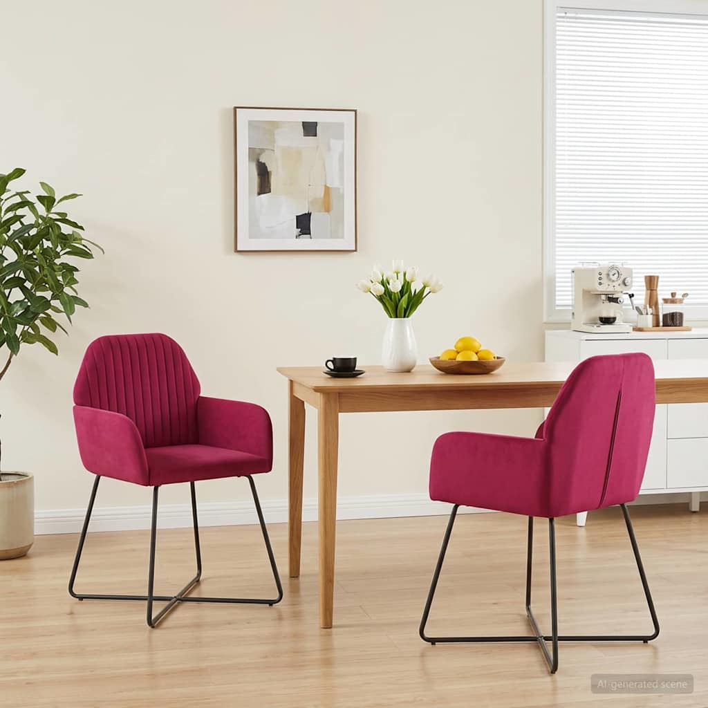 vidaXL Sillas de comedor 2 uds. Terciopelo Rojo vino 55 x 50 x 84 cm