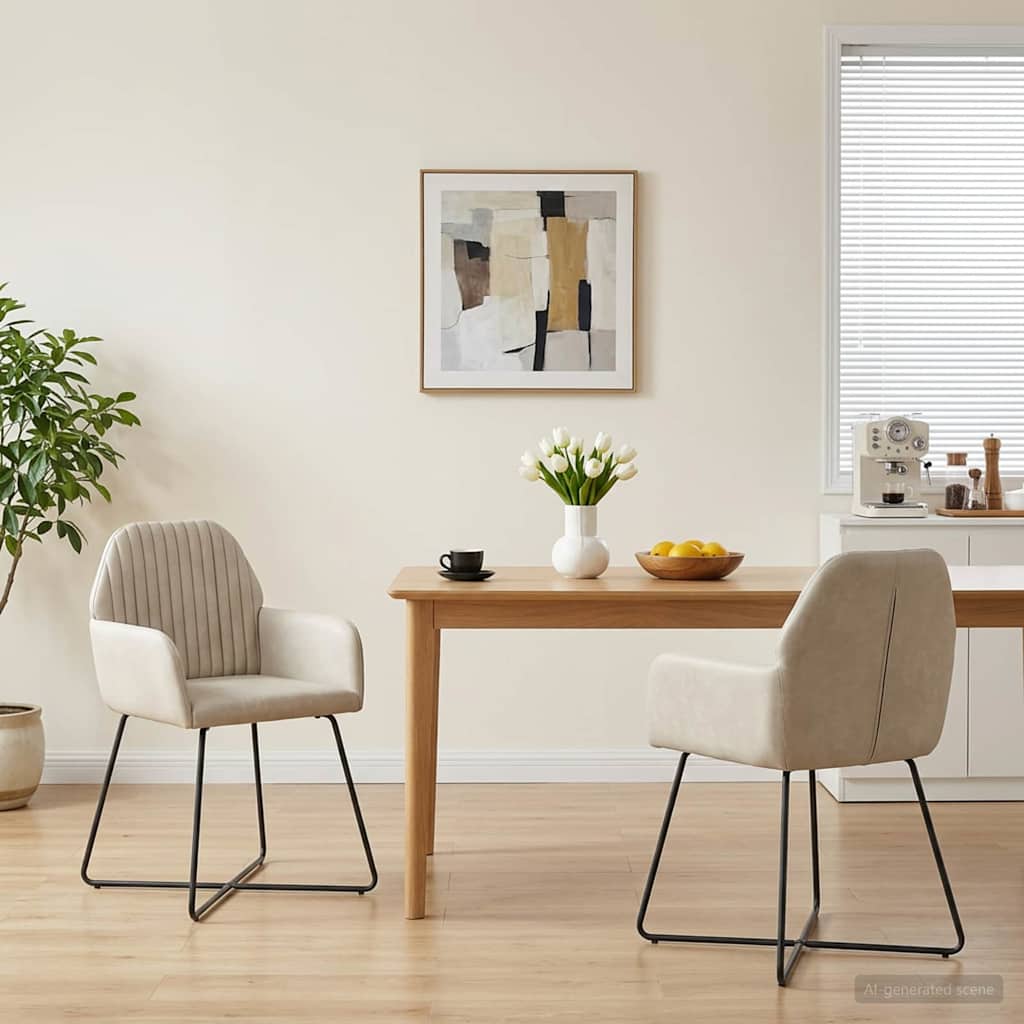 vidaXL Sillas de comedor 2 uds. Terciopelo Crema 55 x 50 x 84 cm