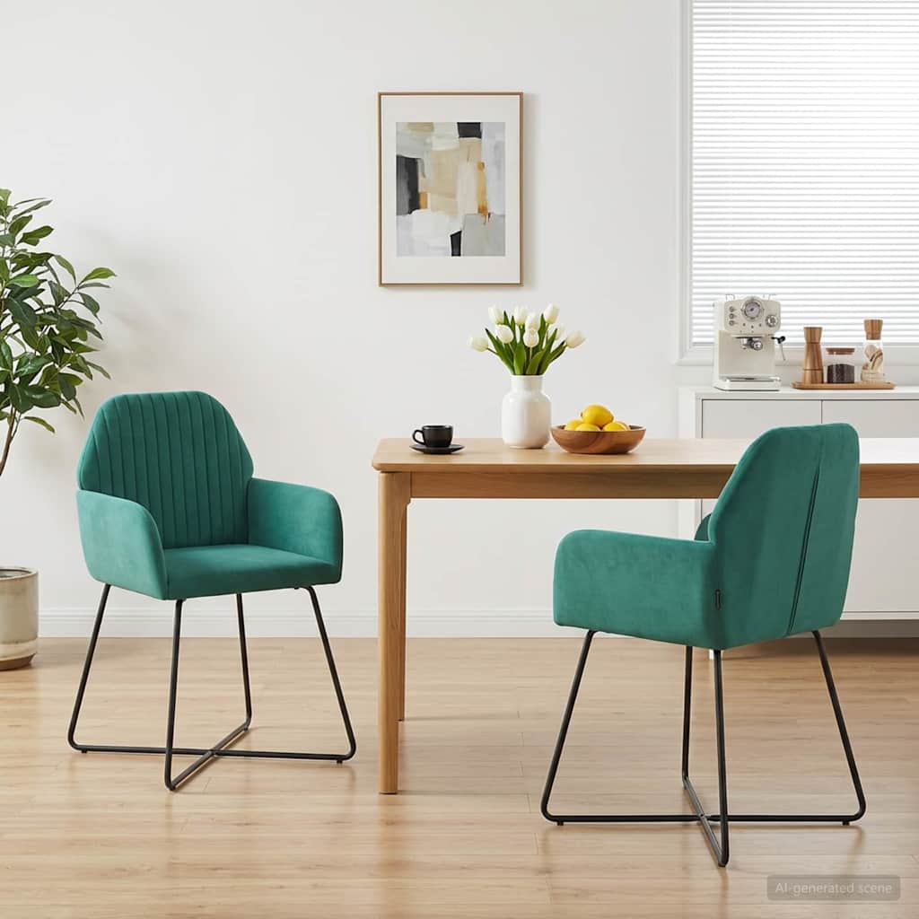vidaXL Sillas de comedor 2 uds. Terciopelo Tuquesa 55 x 50 x 84 cm