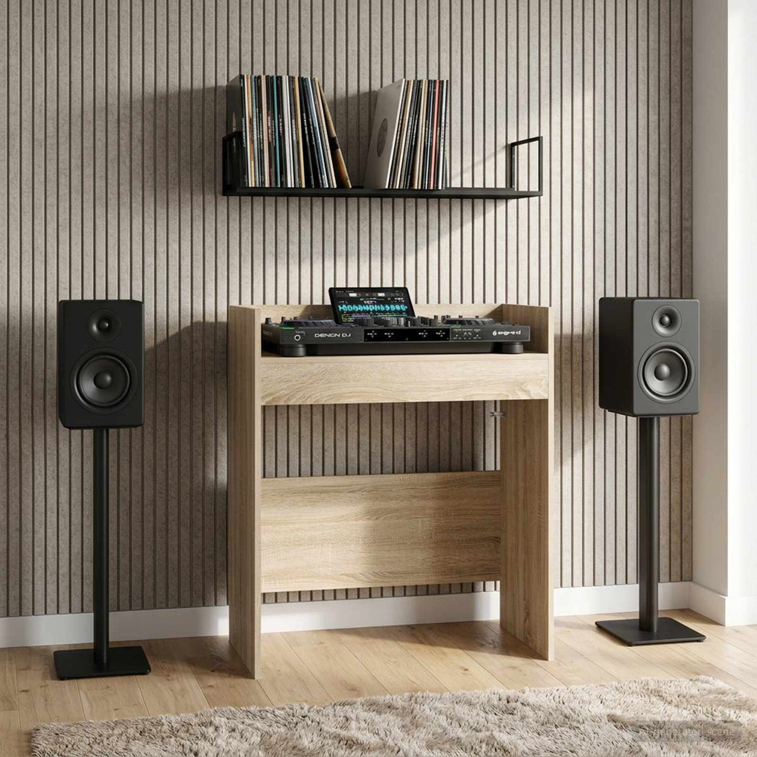 vidaXL Mesa de DJ Roble Sonoma 102 x 45 x 102 cm Madera de ingeniería