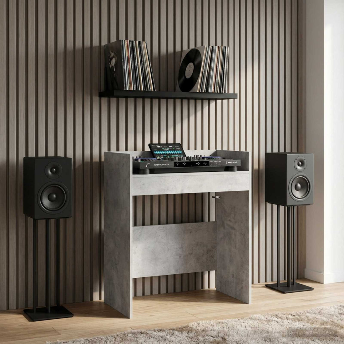 vidaXL Mesa de DJ Gris Hormigón 102 x 45 x 102 cm Madera de ingeniería