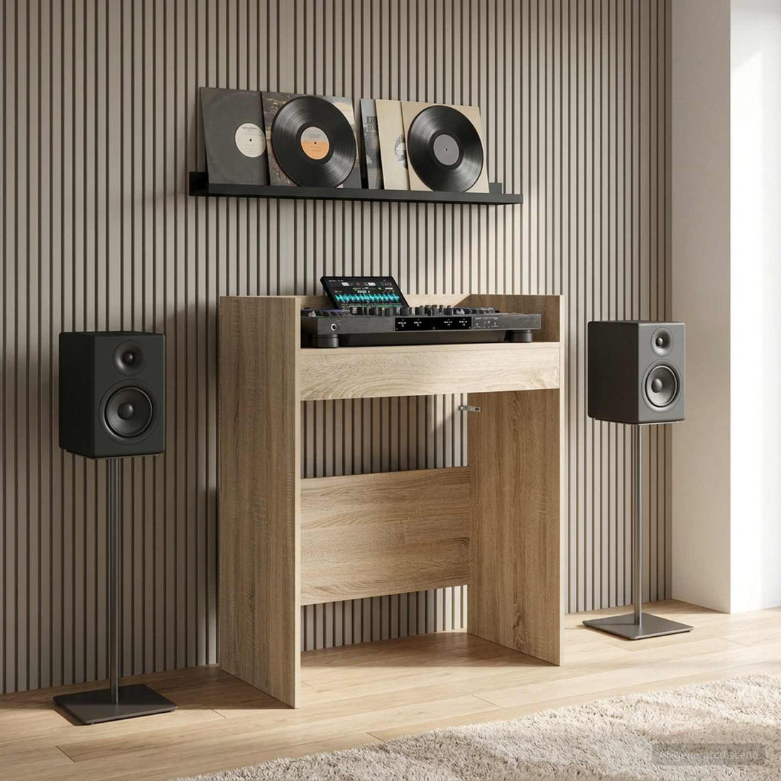 vidaXL Mesa de DJ Roble Sonoma 82 x 45 x 102 cm Madera de ingeniería
