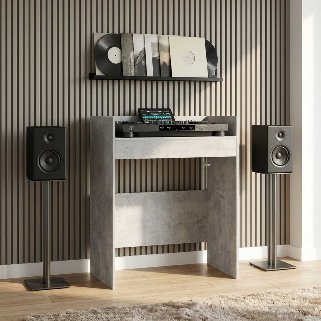 vidaXL Mesa de DJ Gris Hormigón 82 x 45 x 102 cm Madera de ingeniería