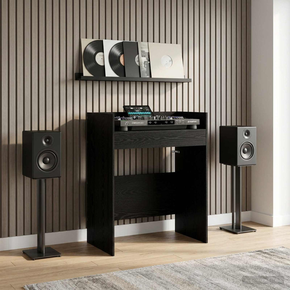 vidaXL Mesa de DJ Roble Negro 62 x 45 x 102 cm Madera de ingeniería