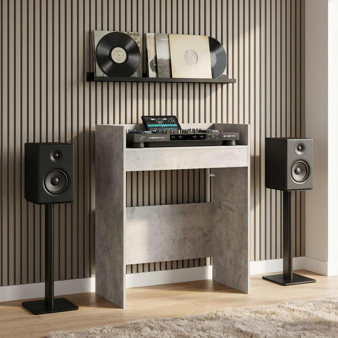 vidaXL Mesa de DJ Gris Hormigón 62 x 45 x 102 cm Madera de ingeniería