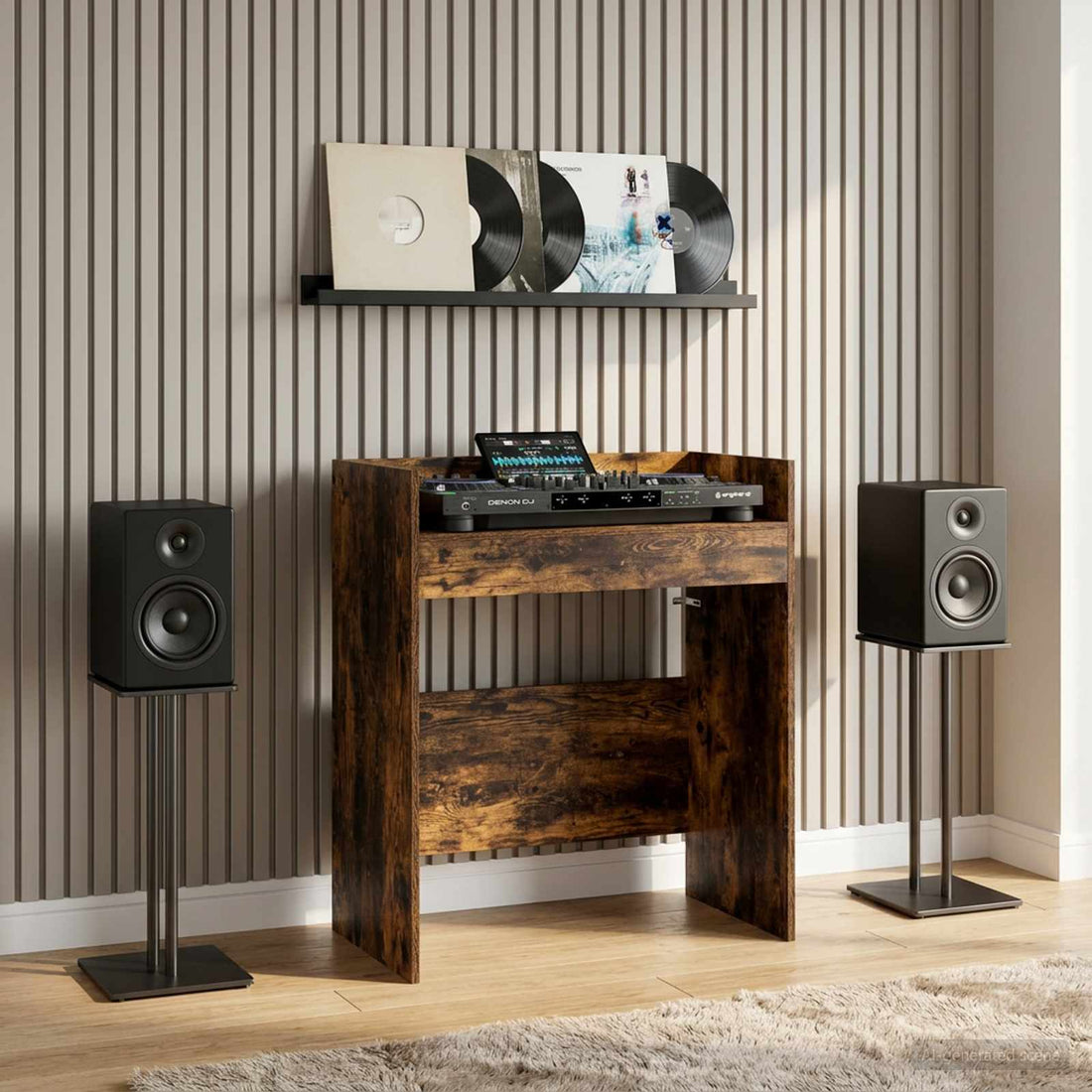vidaXL Mesa de DJ Roble Ahumado 62 x 45 x 102 cm Madera de ingeniería
