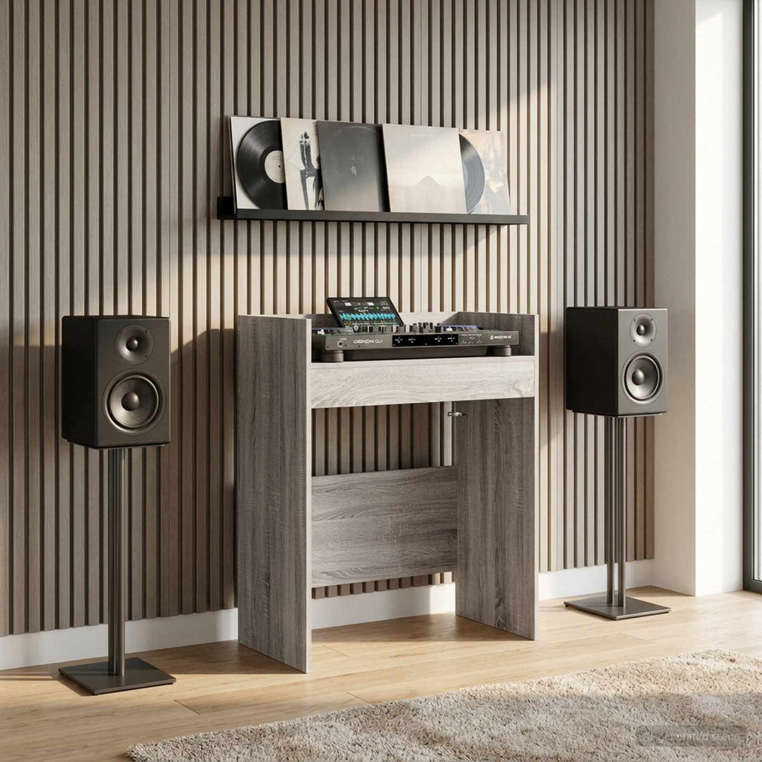 vidaXL Mesa de DJ Sonoma gris 62 x 45 x 102 cm Madera de ingeniería