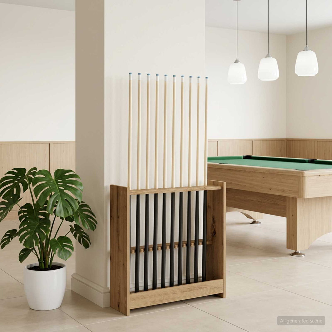 vidaXL soporte para tacos de billar Madera de ingeniería Roble artisan