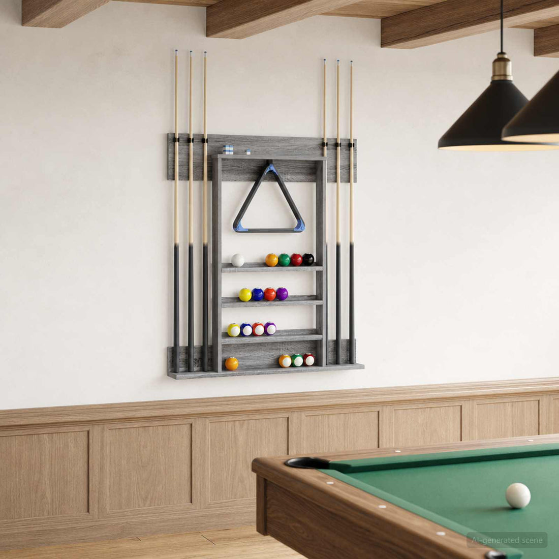 vidaXL soporte para tacos de billar Madera de ingeniería Sonoma gris