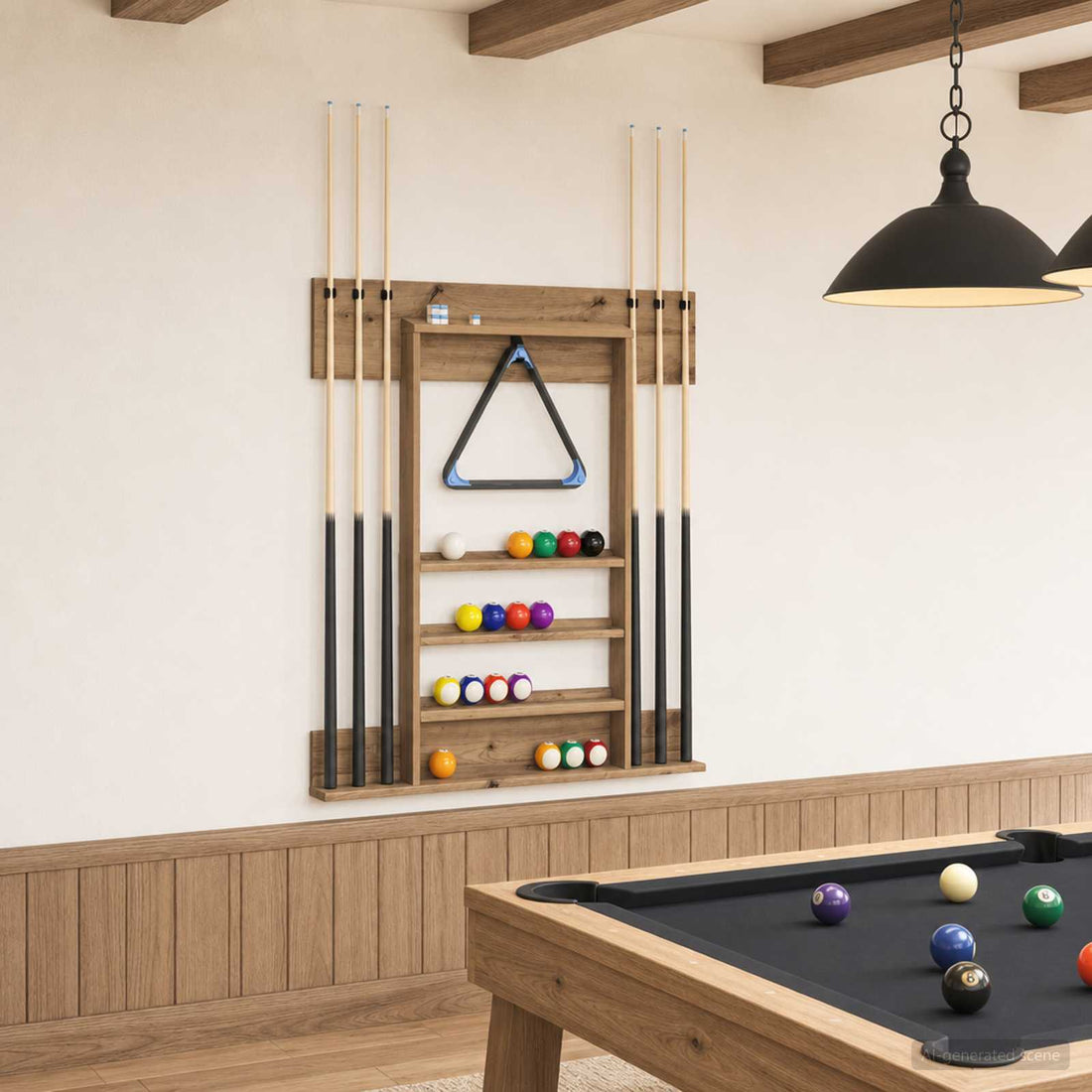 vidaXL soporte para tacos de billar Madera de ingeniería Roble artisan