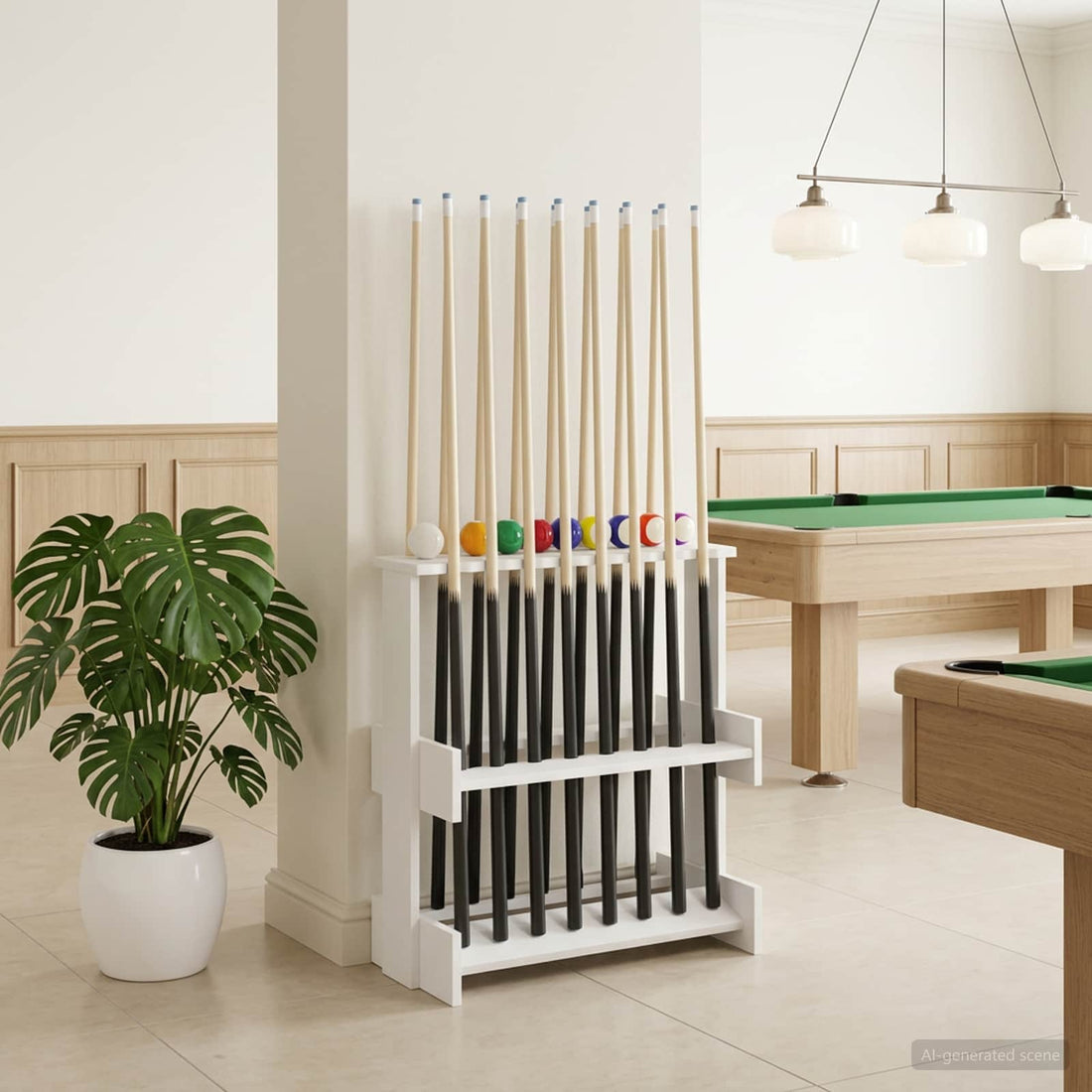vidaXL soporte para tacos de billar Madera de ingeniería Blanco