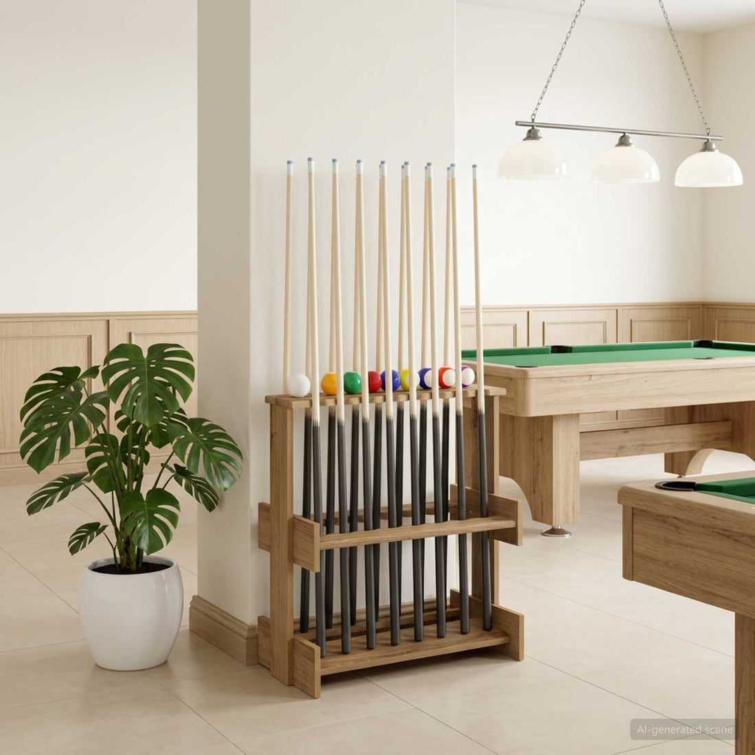 vidaXL soporte para tacos de billar Madera de ingeniería Roble artisan