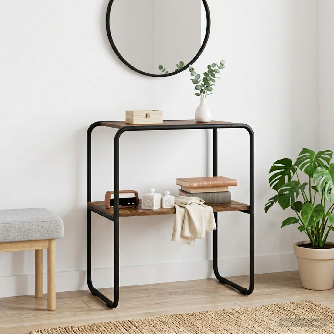 vidaXL Mesa Consola Roble Ahumado 60 x 42,5 x 70 cm