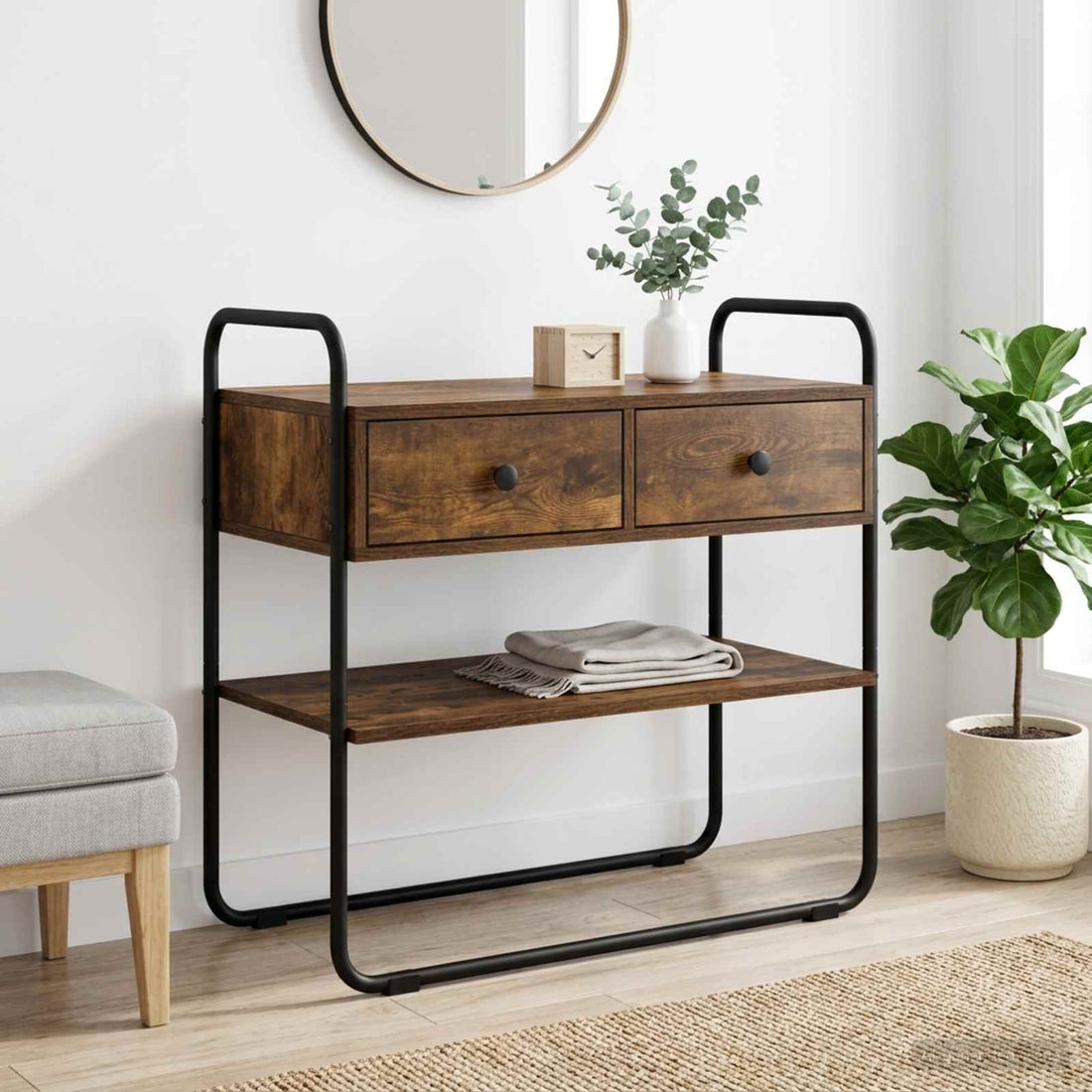 vidaXL Mesa Consola Roble Ahumado 80 x 40 x 75 cm Madera de ingeniería