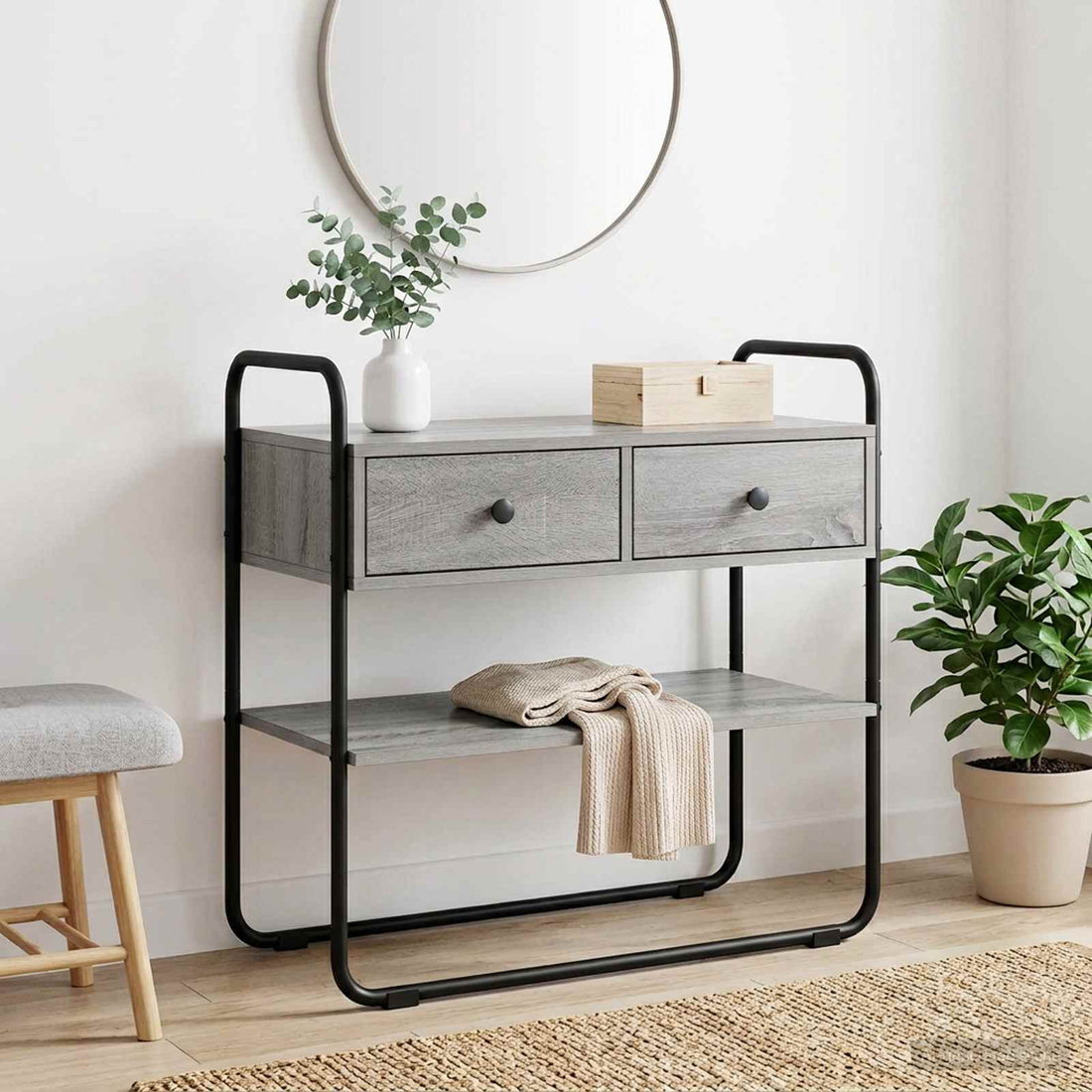vidaXL Mesa Consola Sonoma gris 80 x 40 x 75 cm Madera de ingeniería
