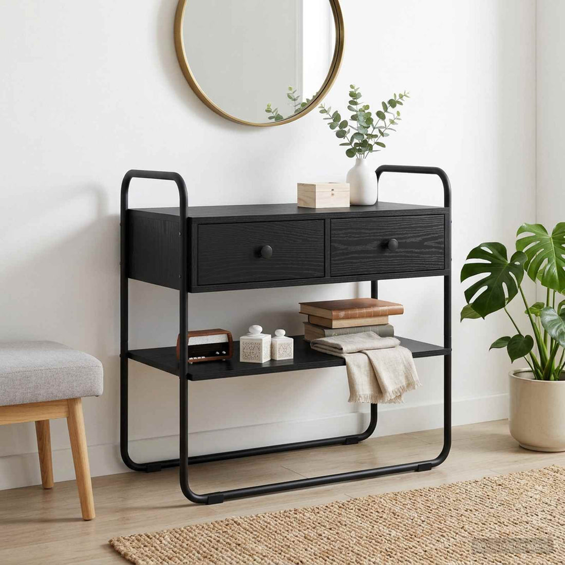 vidaXL Mesa Consola Roble Negro 100 x 40 x 75 cm Madera de ingeniería