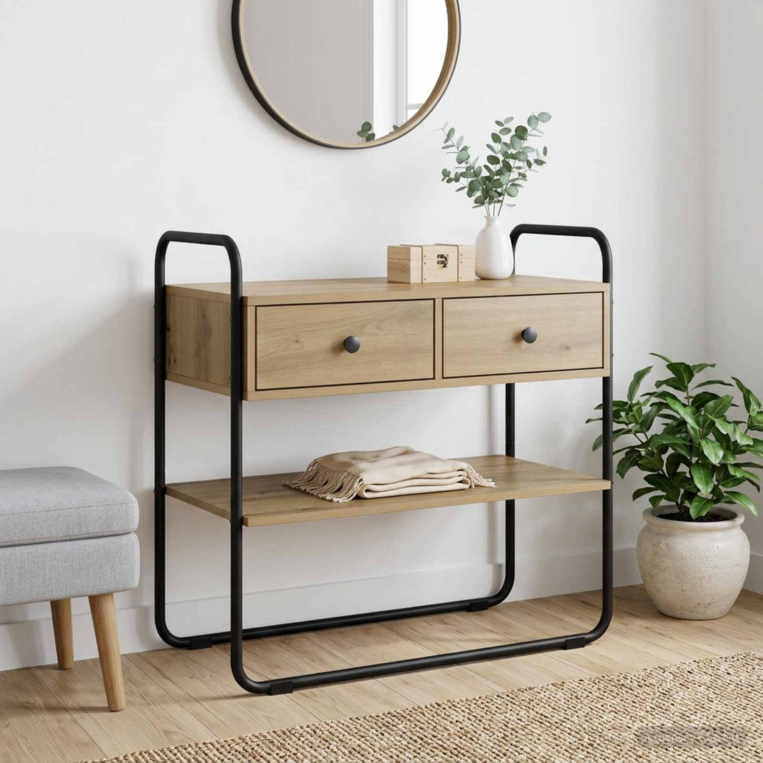 vidaXL Mesa Consola Roble artisan 100 x 40 x 75 cm