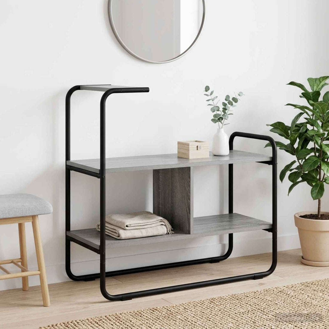 vidaXL Mesa Consola Sonoma gris 80 x 35 x 75 cm Madera de ingeniería