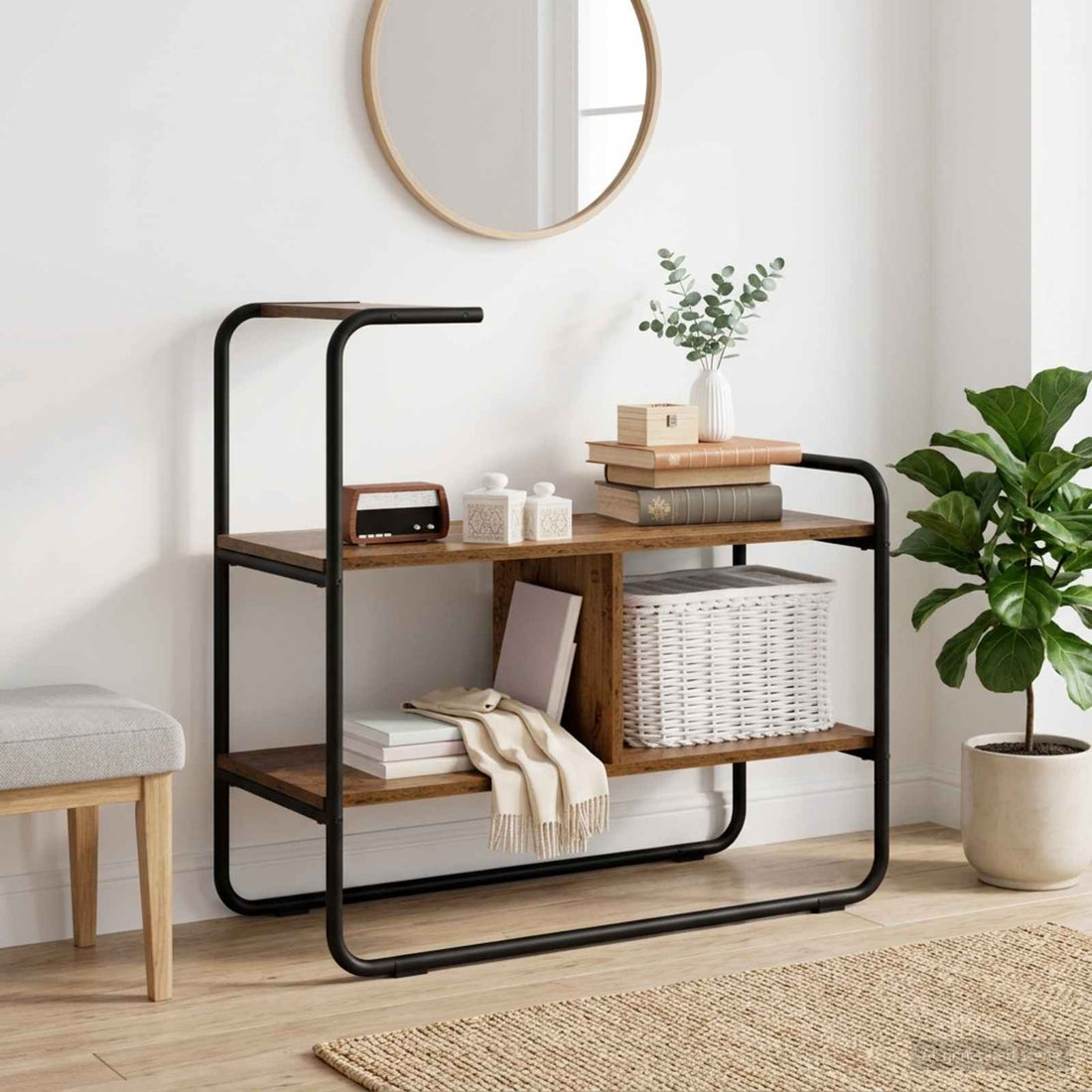 vidaXL Mesa Consola Madera envejecida 80 x 35 x 75 cm