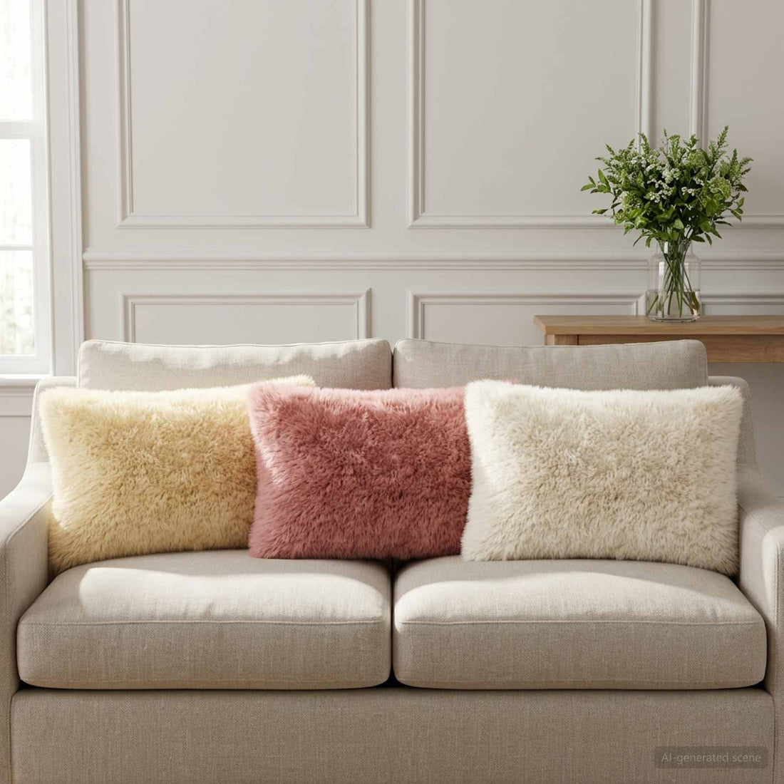 vidaXL Cojín con almohada HEERLEN 6 uds. Blanco Fleece PV