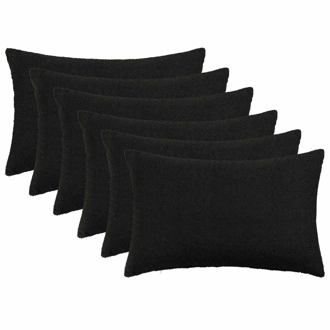 vidaXL Funda de almohada 6 pcs HEERLEN Negro 40 x 60 cm Bouclé