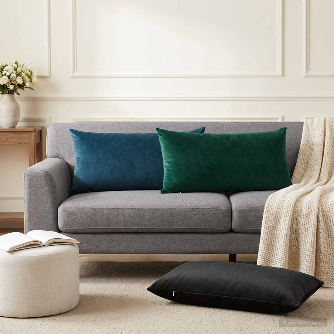 vidaXL Cojín con almohada HEERLEN 6 uds. Verde oscuro Terciopelo