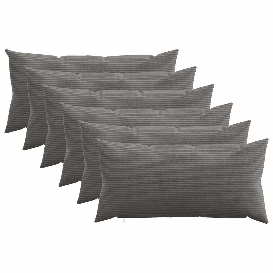 vidaXL Funda de almohada 6 pcs HEERLEN Gris oscuro 40 x 80 cm pana