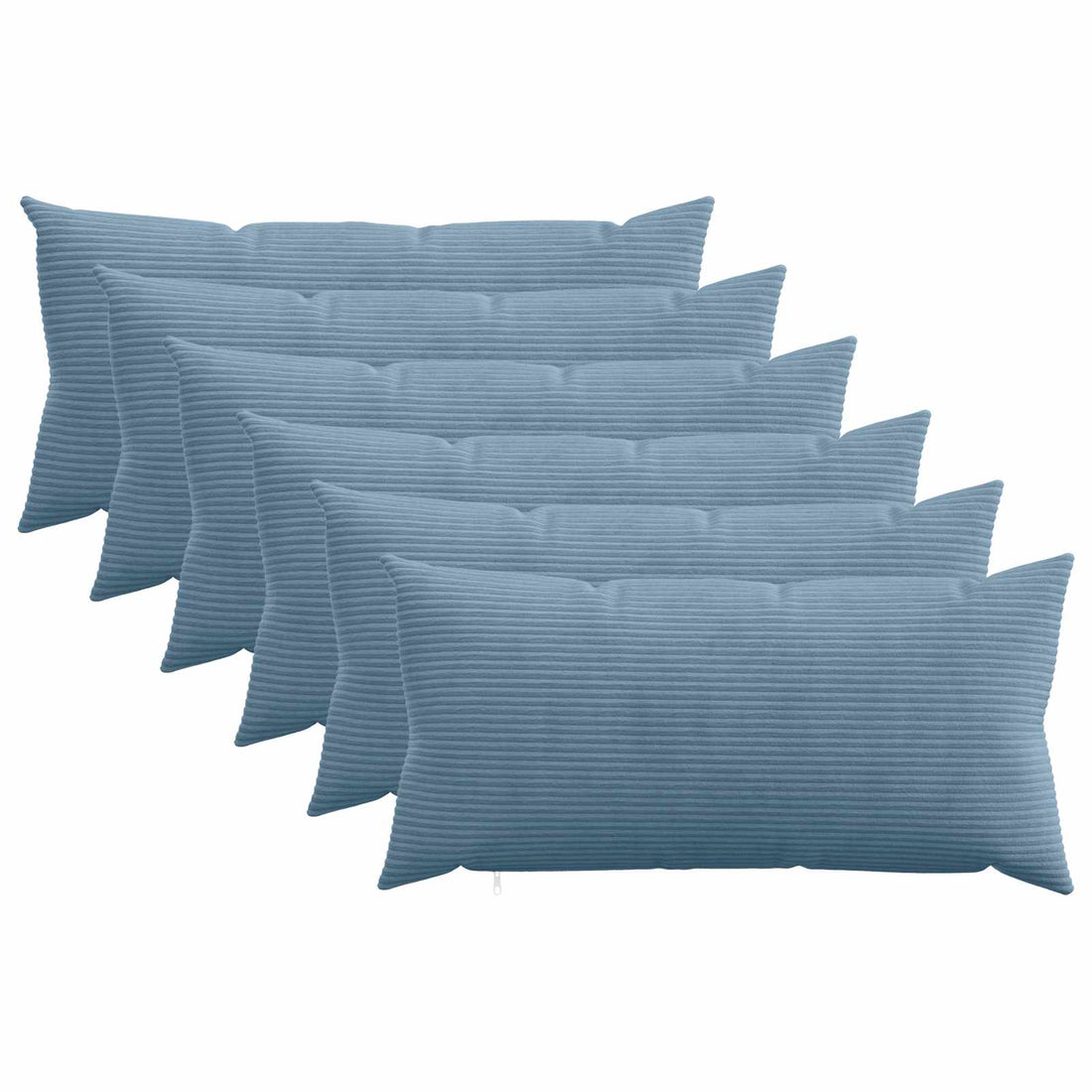 vidaXL Funda de almohada 6 pcs HEERLEN Azul 40 x 80 cm pana