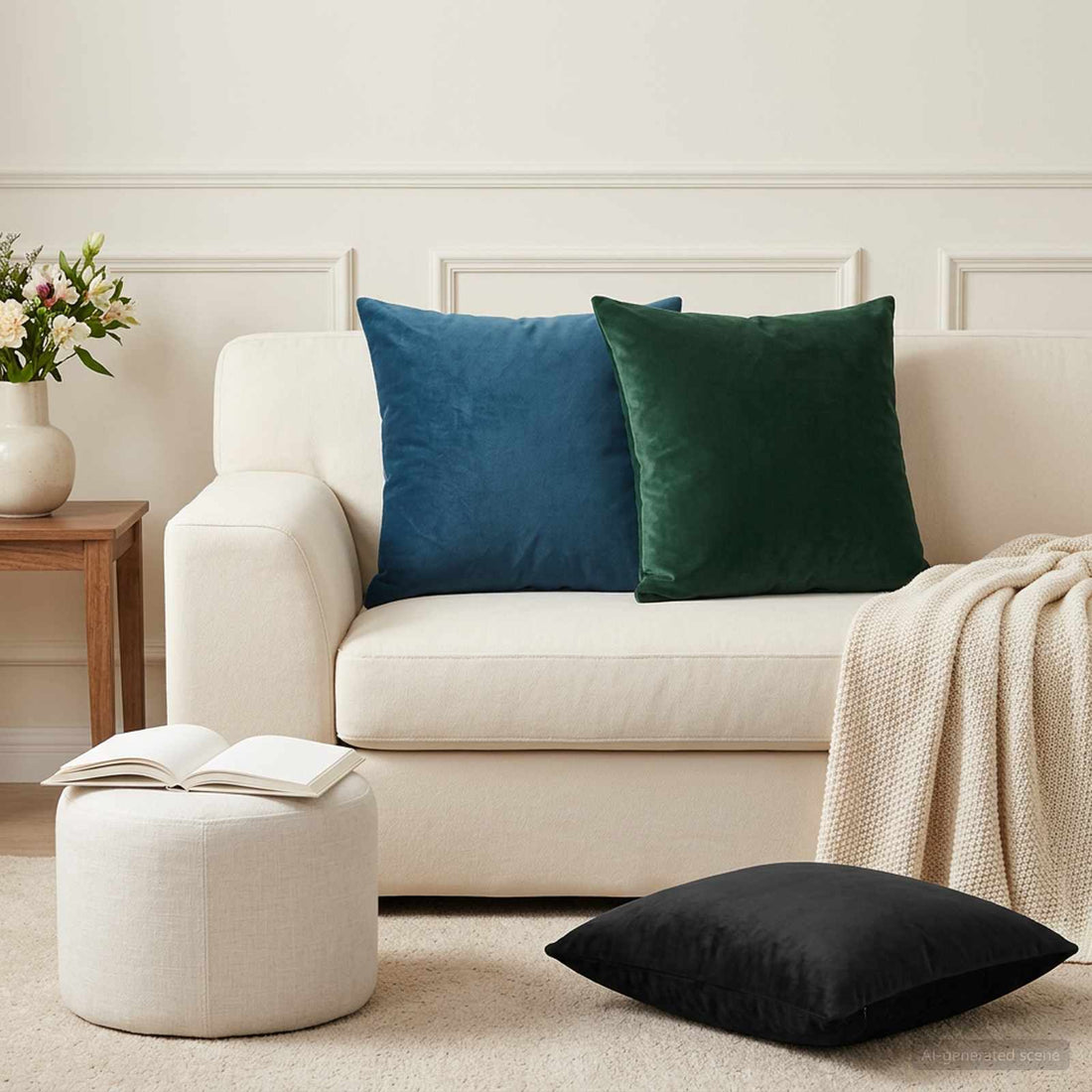 vidaXL Cojín con almohada HEERLEN 2 uds. Azul Terciopelo