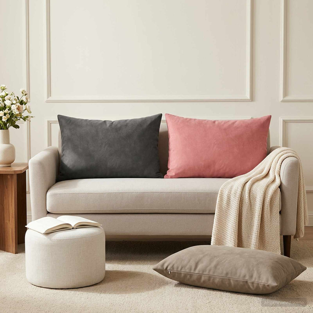 vidaXL Cojín con almohada HEERLEN 2 uds. Rosa Terciopelo