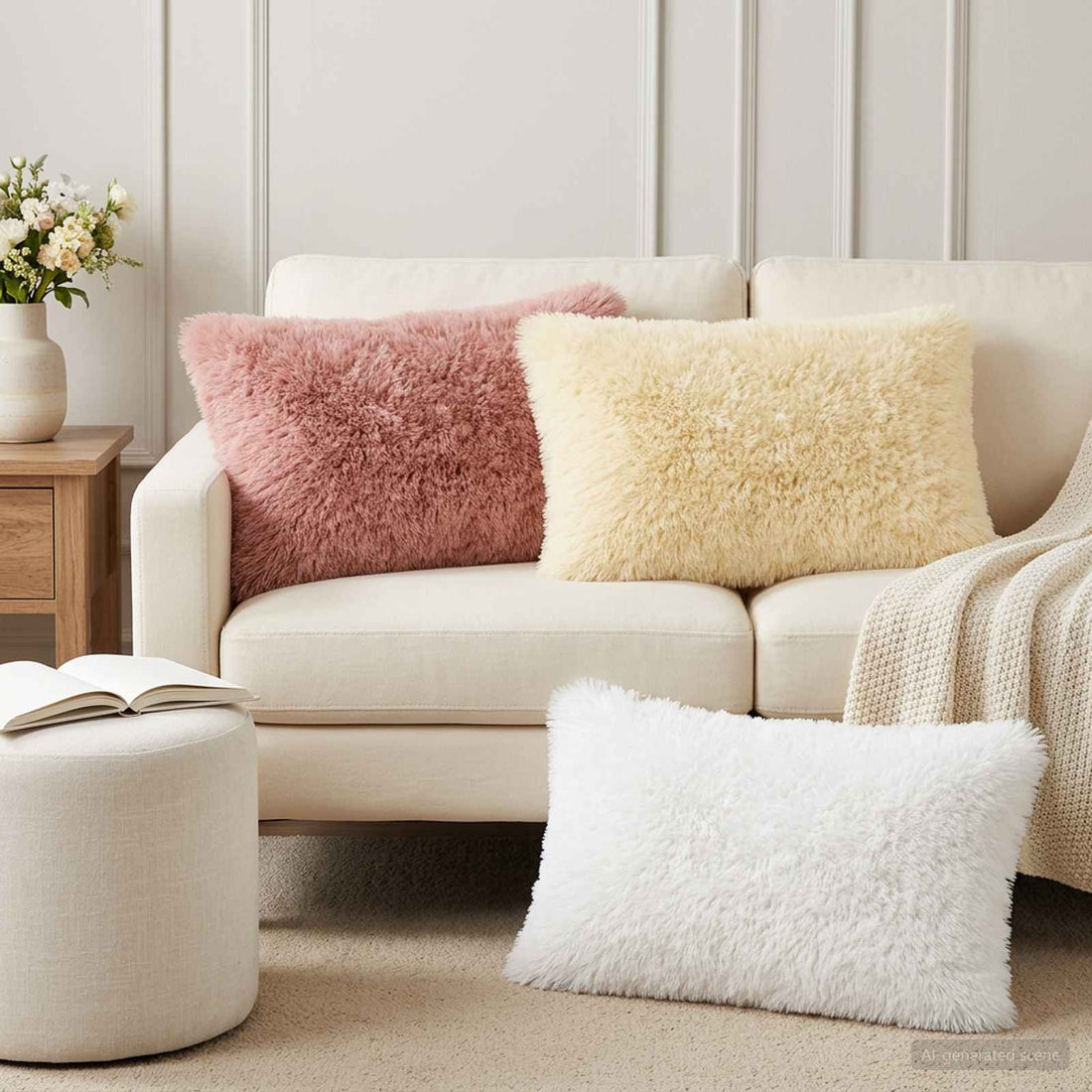 vidaXL Funda de almohada 6 pcs HEERLEN Crema 50 x 80 cm Fleece PV