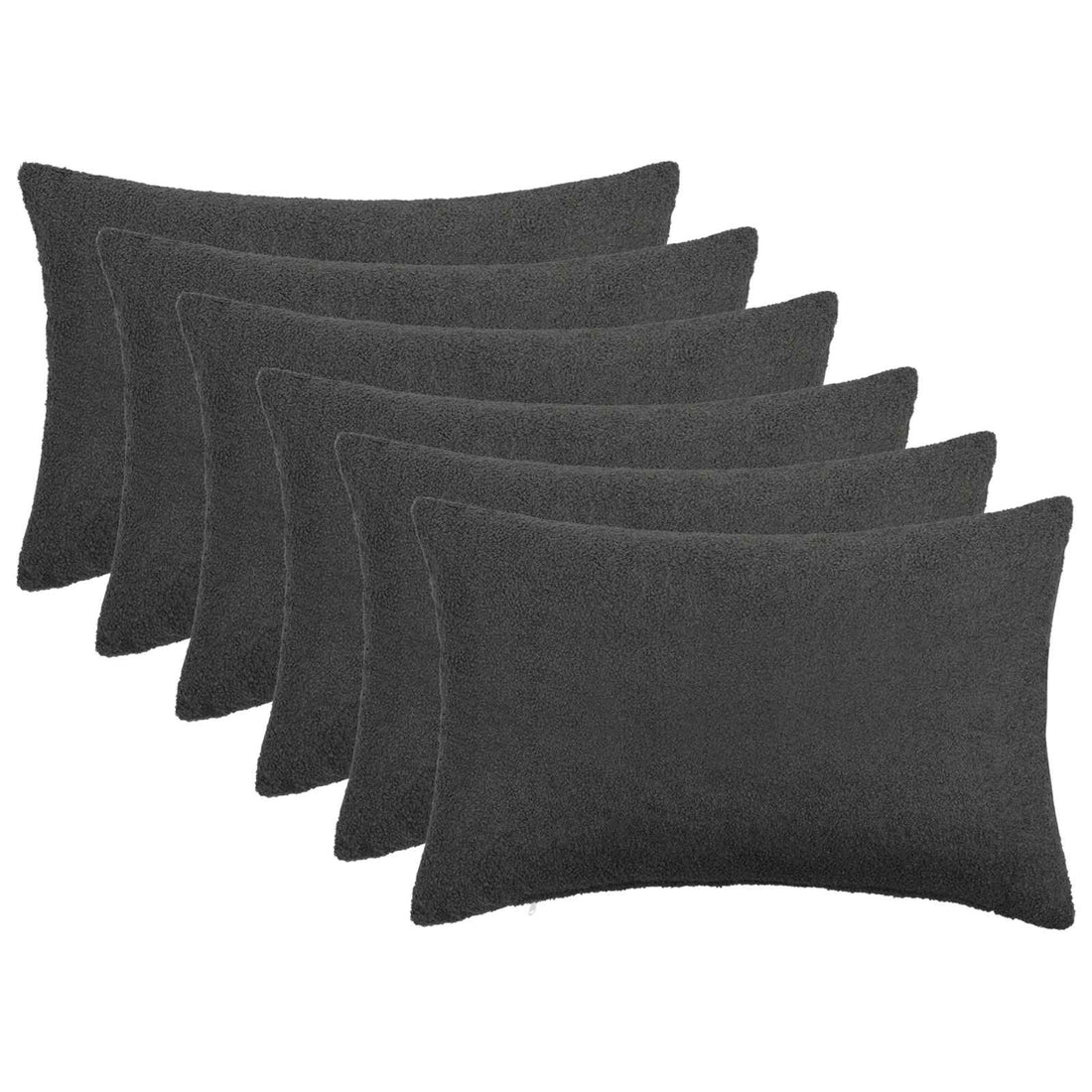 vidaXL Funda de almohada 6 pcs HEERLEN Gris oscuro 50 x 80 cm Bouclé