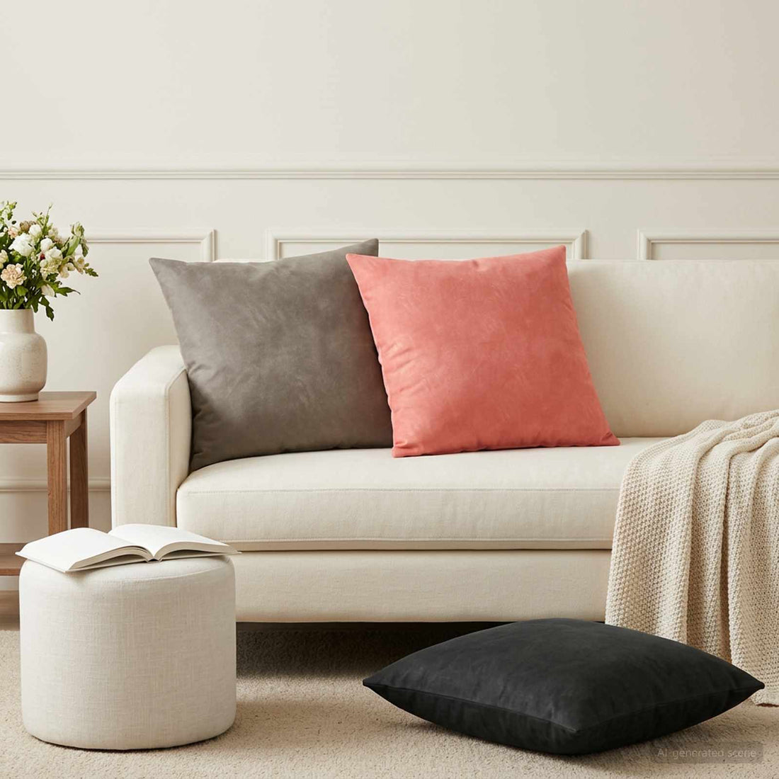 vidaXL Cojín con almohada HEERLEN 2 uds. Gris oscuro Terciopelo