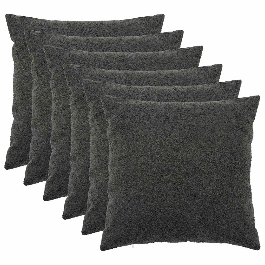 vidaXL Funda de almohada 6 uds. HEERLEN Gris oscuro 55 x 55 cm Bouclé
