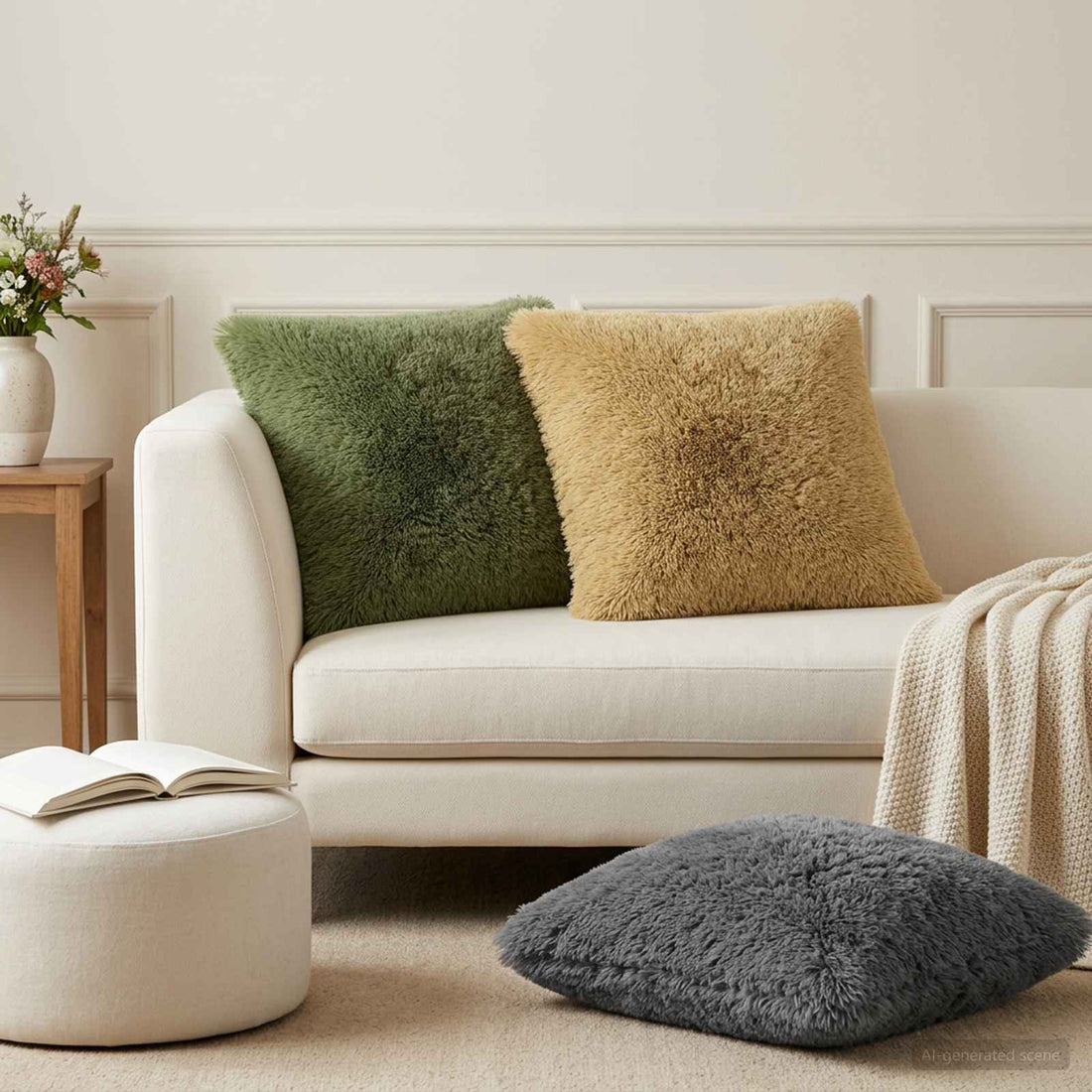 vidaXL Cojín con almohada HEERLEN 2 uds. Verde Fleece PV