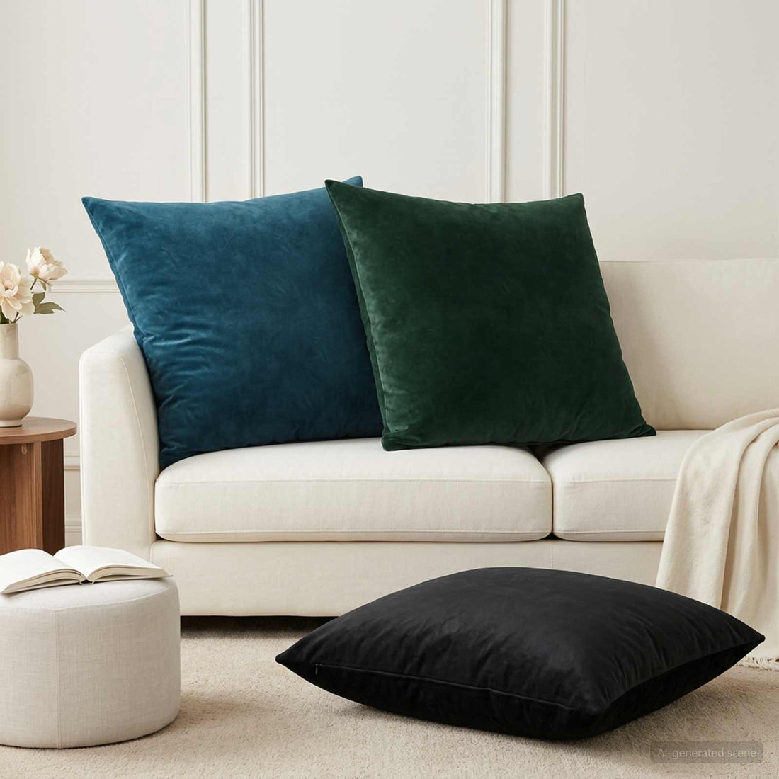 vidaXL Cojín con almohada HEERLEN 2 uds. Negro Terciopelo