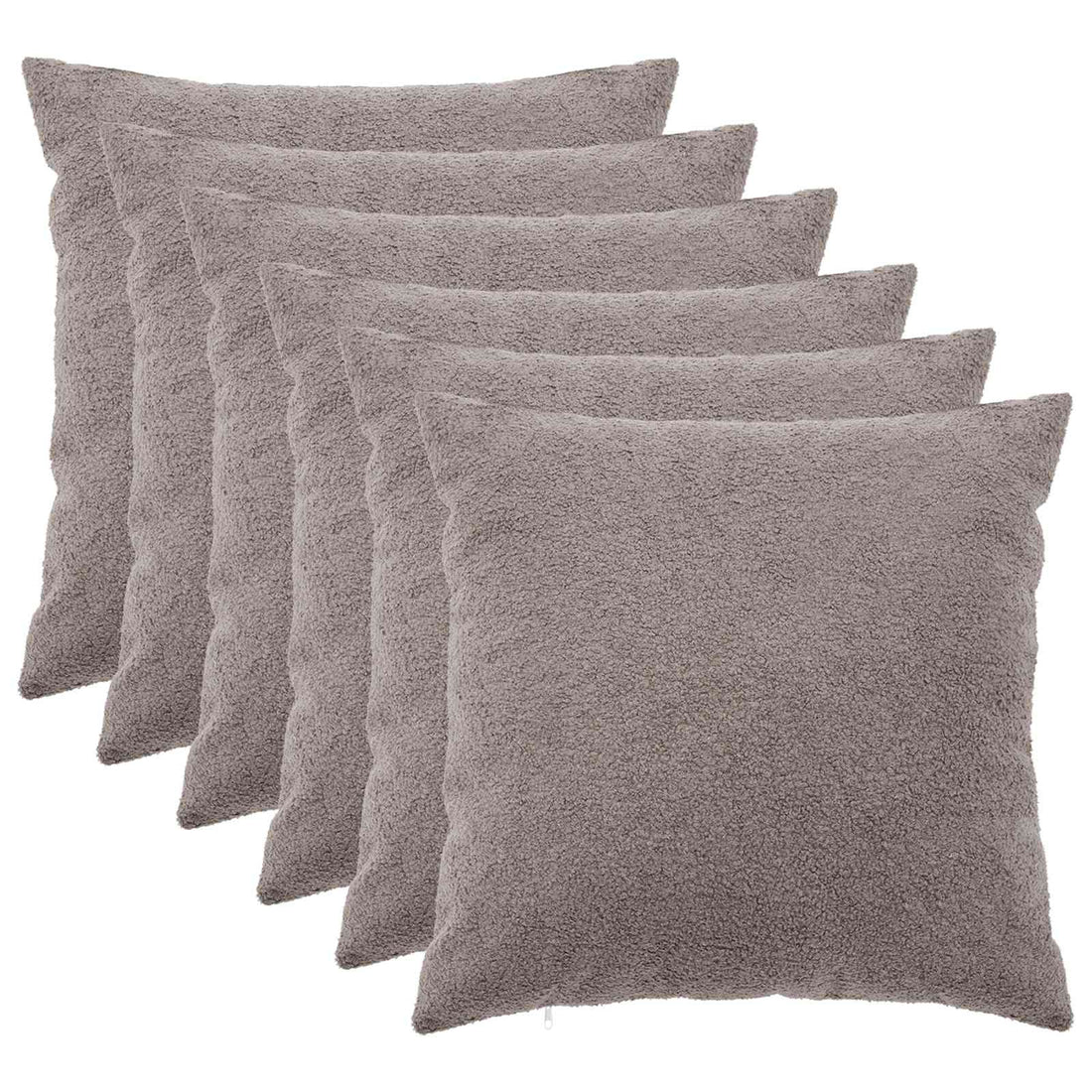 vidaXL Funda de almohada 6 pcs HEERLEN Gris Claro 65 x 65 cm Bouclé